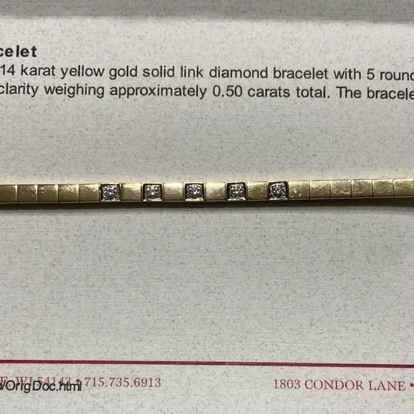 14K Beautiful and unique solid link diamond bracelet - Picture 5 of 13